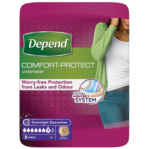 Depend Comfort Protect Underwear for Women Level 7 Large Pack of 9