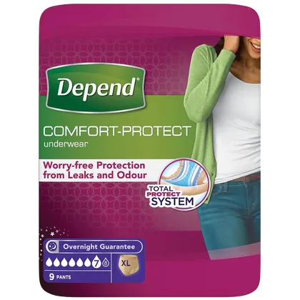 Depend Comfort Protect Underwear for Women Level 7 Extra Large Pack of 9