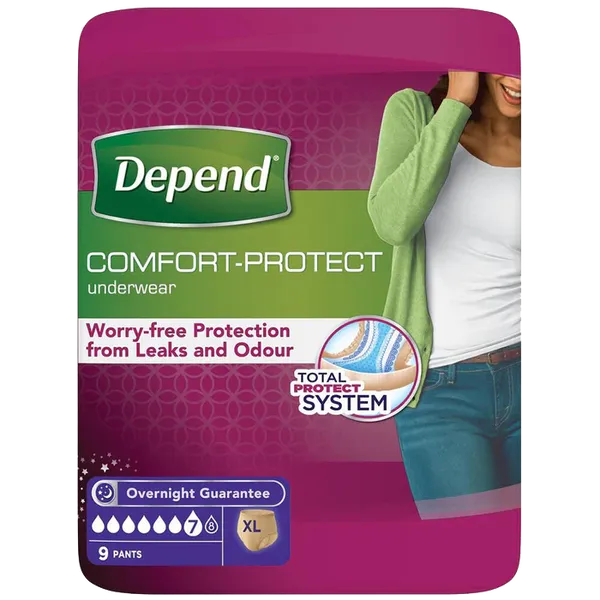 Depend Comfort Protect Underwear for Women Level 7 Extra Large Pack of 9