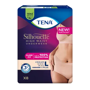 TENA Silhouette High Waist Cream Lady Pants Plus Large Pack of 8