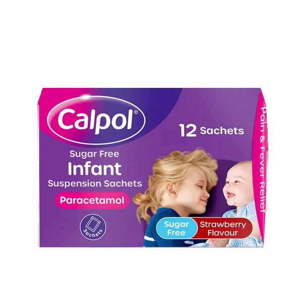 CALPOL® Sugar Free Infant Suspension 5ml Sachets Strawberry Flavour 2+ Months