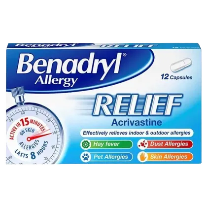 Benadryl Allergy Relief 8mg Capsules Pack of 12