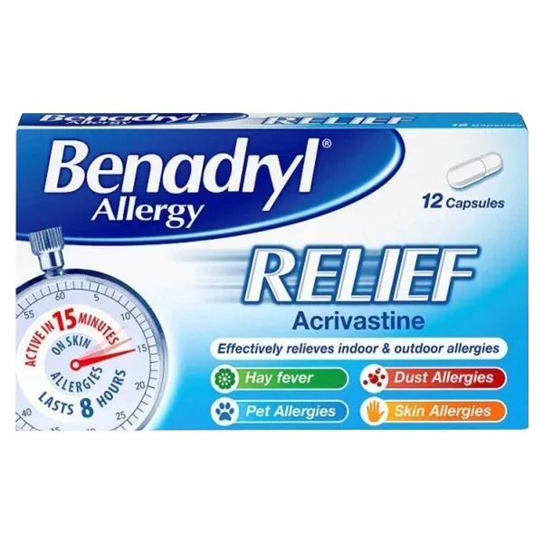Benadryl Allergy Relief 8mg Capsules Pack of 12