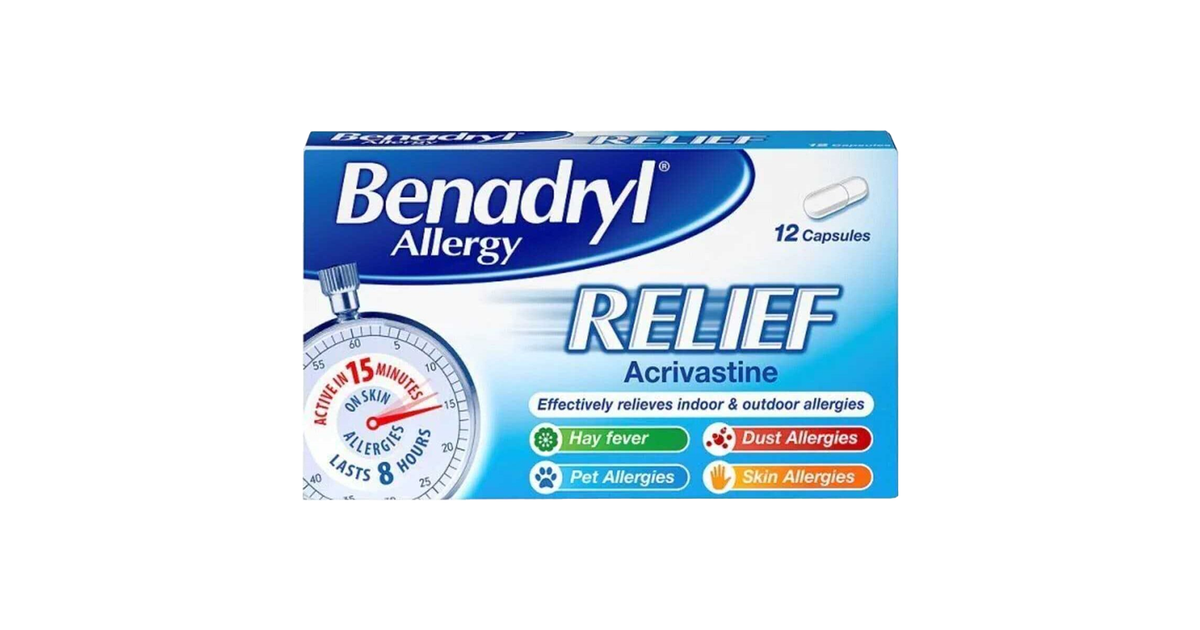 Benadryl Allergy Relief 8mg Capsules Pack of 12