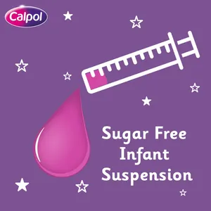Calpol Sugar Free Infant Suspension, Paracetamol Medication, 2+ Months, Strawberry Flavour, 100ml