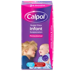 Calpol Sugar Free Infant Suspension, Paracetamol Medication, 2+ Months, Strawberry Flavour, 100ml