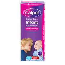 Calpol Sugar Free Infant Suspension, Paracetamol Medication, 2+ Months, Strawberry Flavour, 200ml