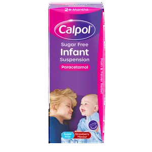 Calpol Sugar Free Infant Suspension, Paracetamol Medication, 2+ Months, Strawberry Flavour, 200ml