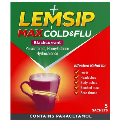 Lemsip Max Cold & Flu Sachets Blackcurrant Pack of 5