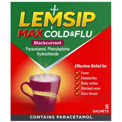 Lemsip Max Cold & Flu Sachets Blackcurrant Pack of 5