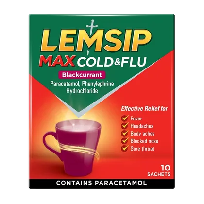 Lemsip Max Cold & Flu Sachets Blackcurrant Pack of 10
