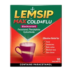 Lemsip Max Cold & Flu Sachets Blackcurrant Pack of 10