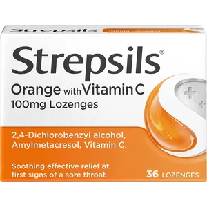 Strepsils Lozenges Orange & Vitamin C Pack of 36