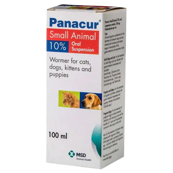 Panacur 10% Suspension Wormer For Cats & Dogs 100ml