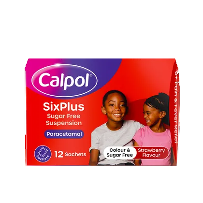 Calpol Six Plus Sugar-Free Strawberry Flavour Sachets 5ml Pack of 12