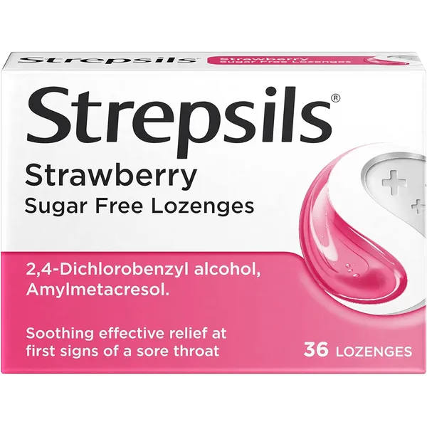 Strepsils Sugar Free Strawberry Lozenges