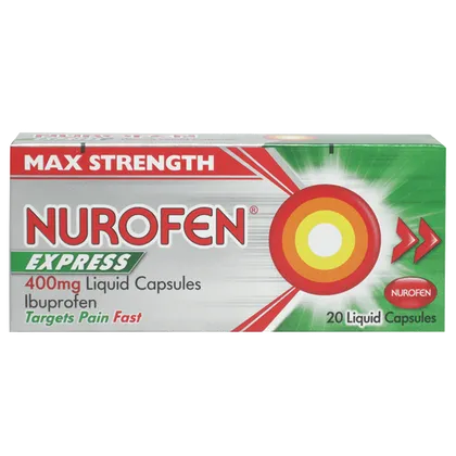 Nurofen Express Max Strength 400mg Liquid Capsules Pack of 20
