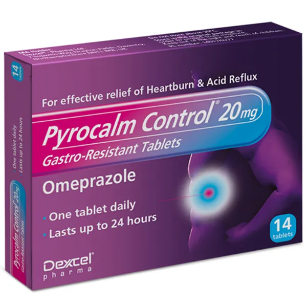 Pyrocalm Control Omeprazole 20mg Gastro-Resistant Tablets Pack of 14